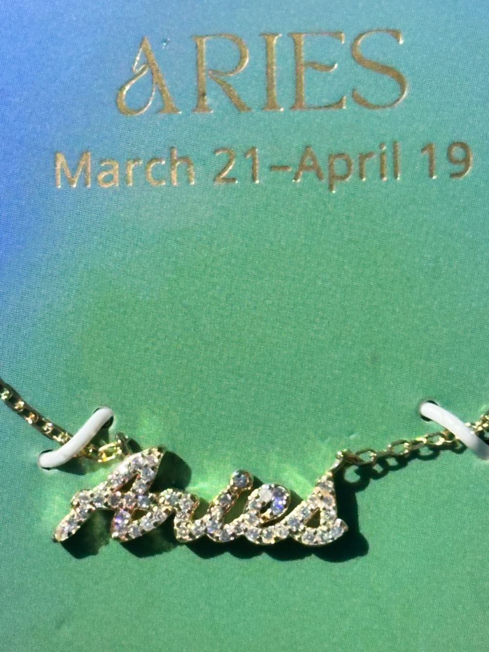 “Aries” Gold Plated Sterling Silver Cubic Zirconia Zodiac Necklace Jewelry NEW